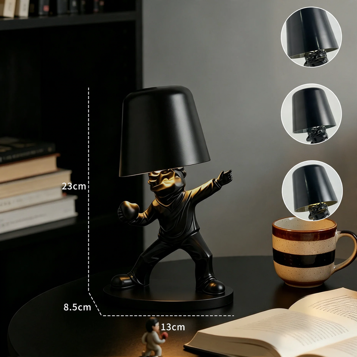 Modern table lamp with figure motif, three-color dimmable