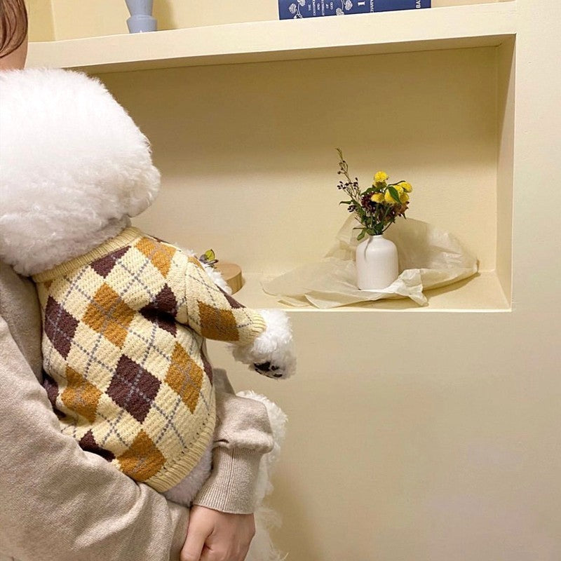 Pet Knit Sweater with Floral Pattern