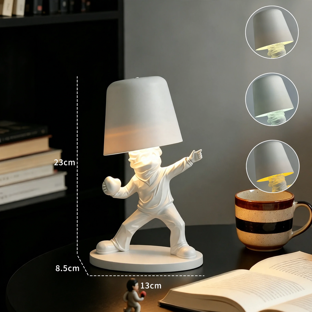 Modern table lamp with figure motif, three-color dimmable