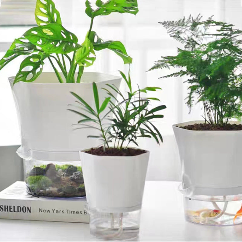 Self-watering flower pot, plastic