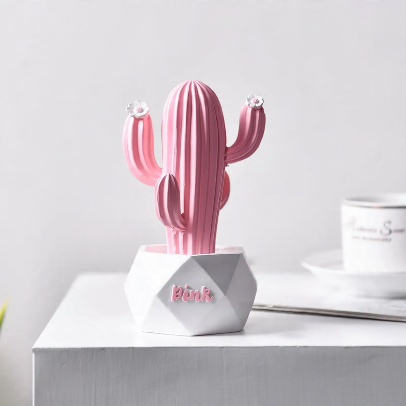 Cactus decor made of resin, painted