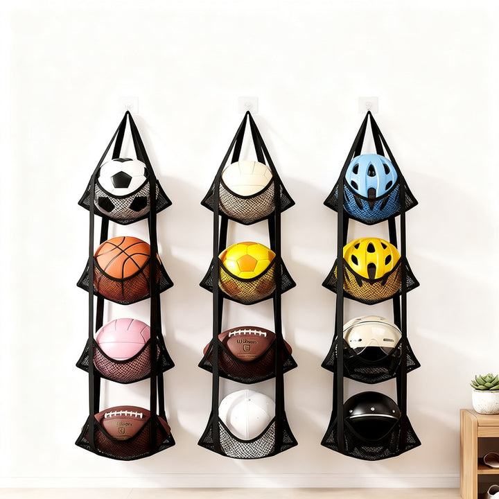 Wall-mounted storage bag for balls and toys