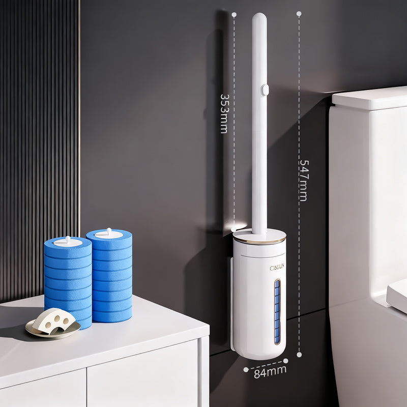 Disposable toilet brush with interchangeable sponge heads