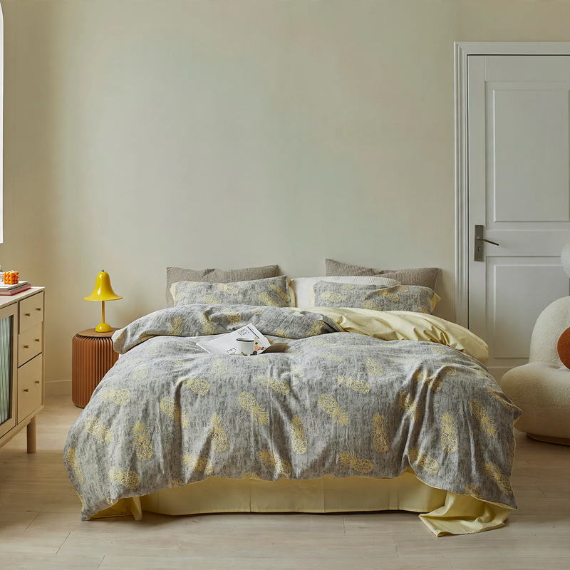 Cotton bedding set, 4-piece, jacquard