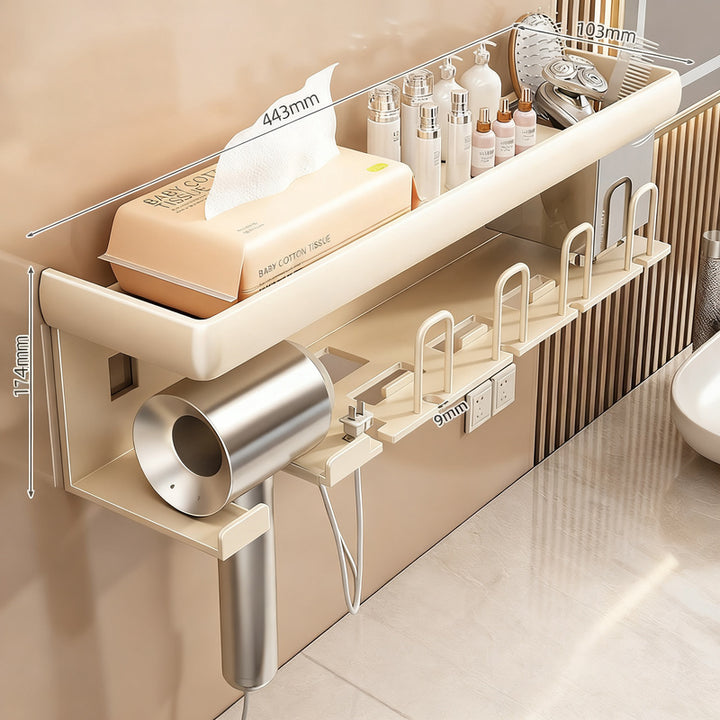 Toothbrush and hairdryer wall shelf made of space aluminum