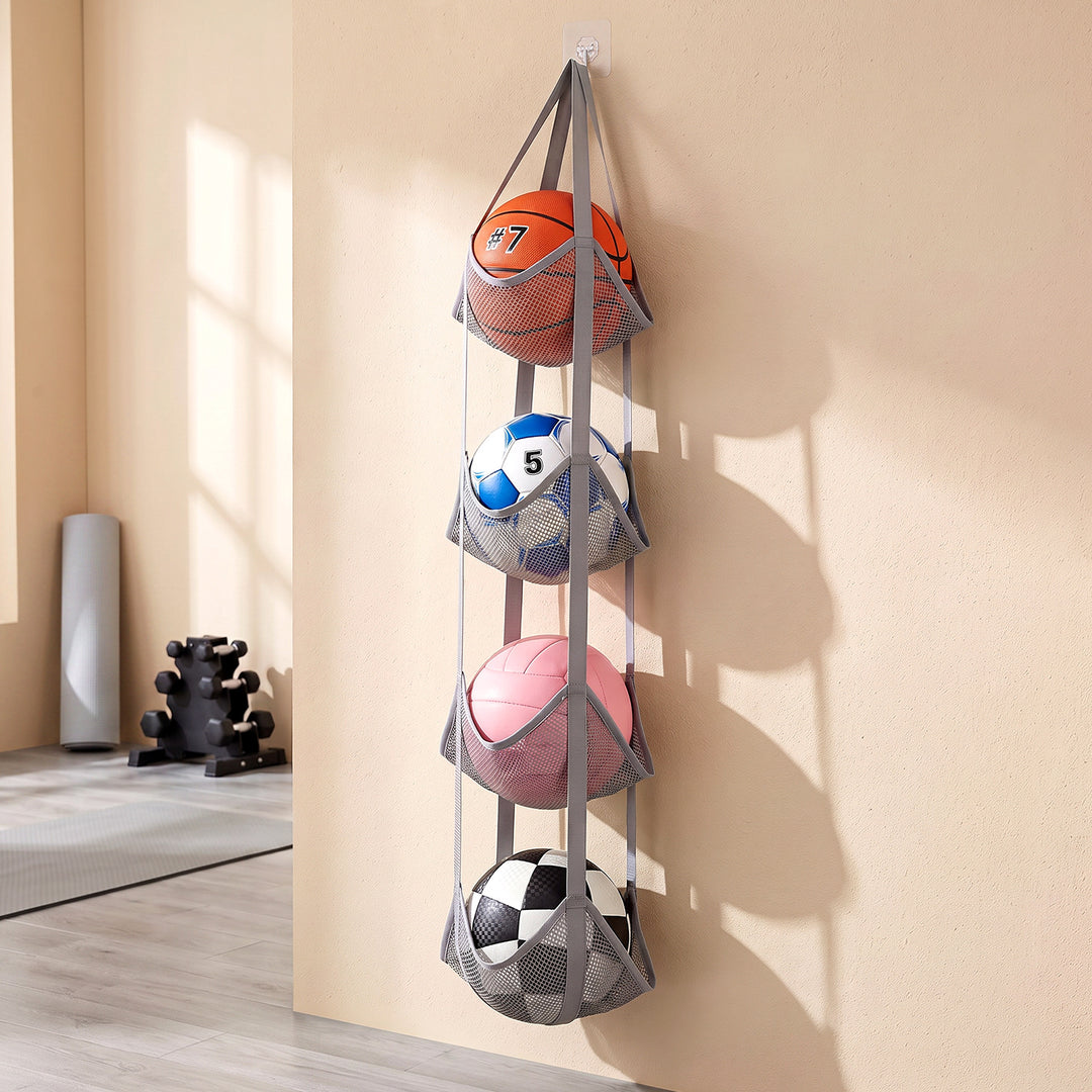 Wall-mounted storage bag for balls and toys