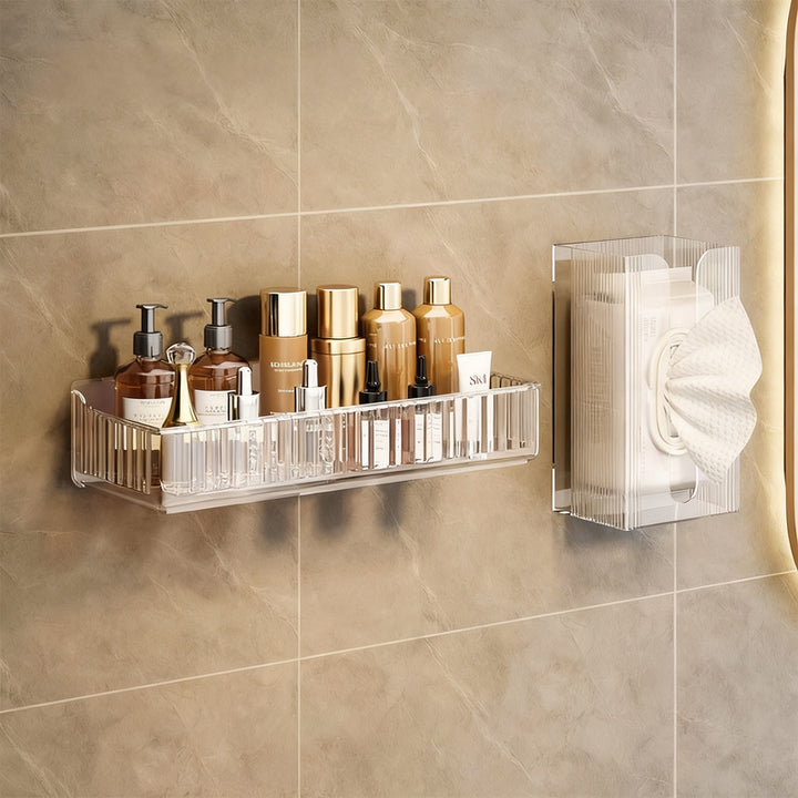 Acrylic wall shelf for bathroom, no drilling