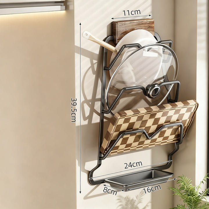 Kitchen shelf walnut look, wall-mounted, no drilling