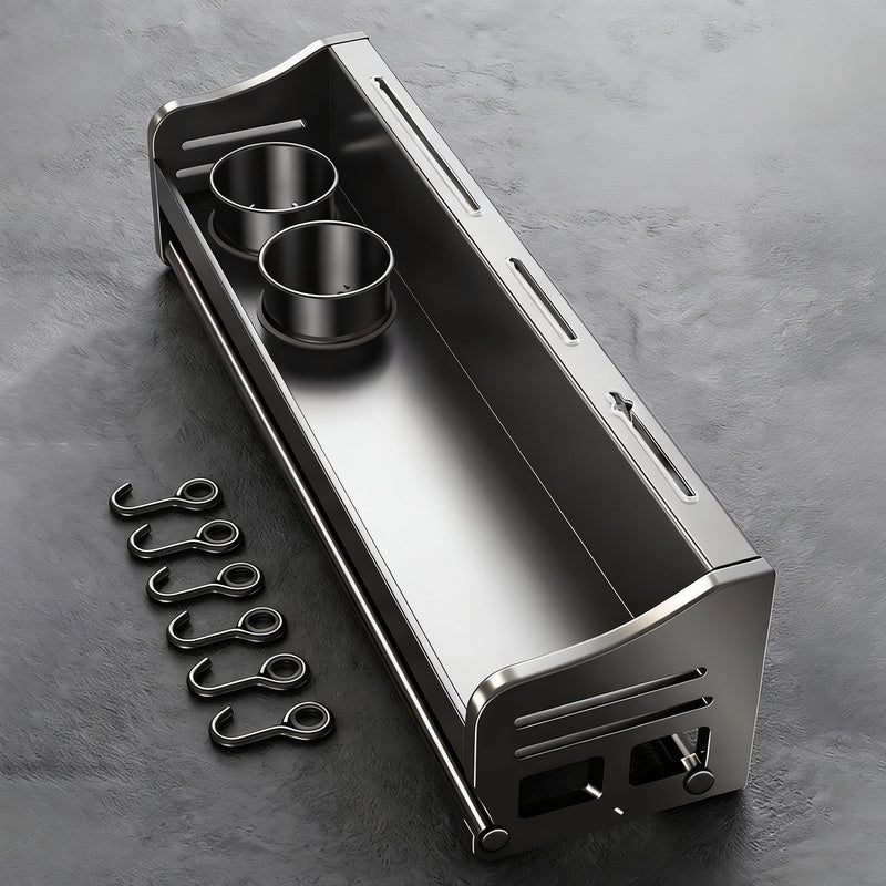 Steel kitchen shelf with knife holder