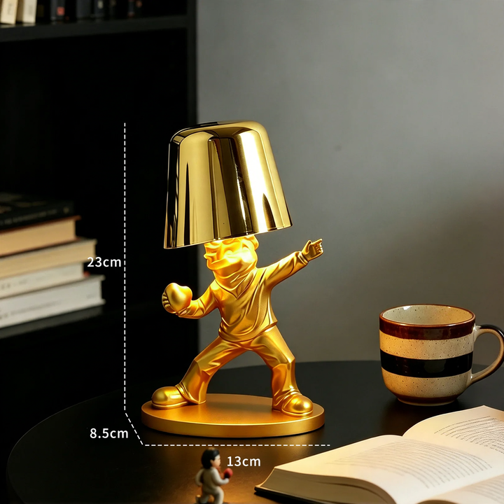 Modern table lamp with figure motif, three-color dimmable