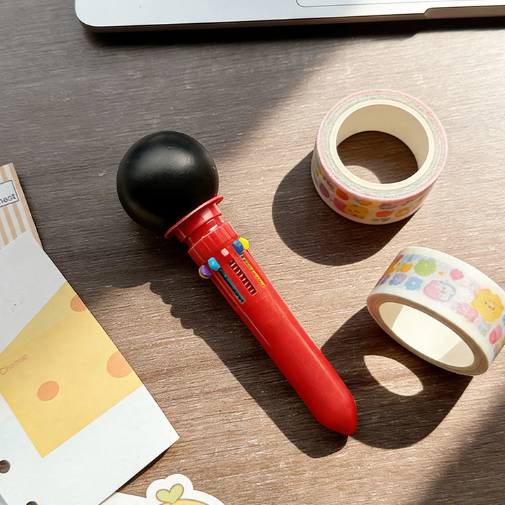 Multicolored ballpoint pen with macaron design