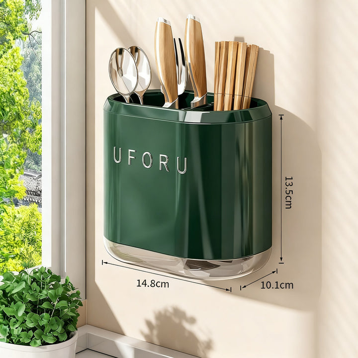 Wall-mounted chopstick holder with lid or open