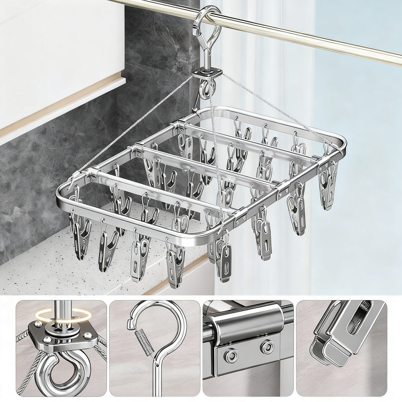 Sock drying rack with multiple clips
