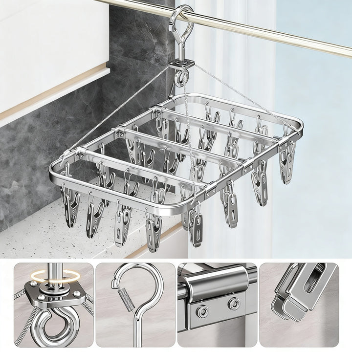 Sock drying rack with multiple clips