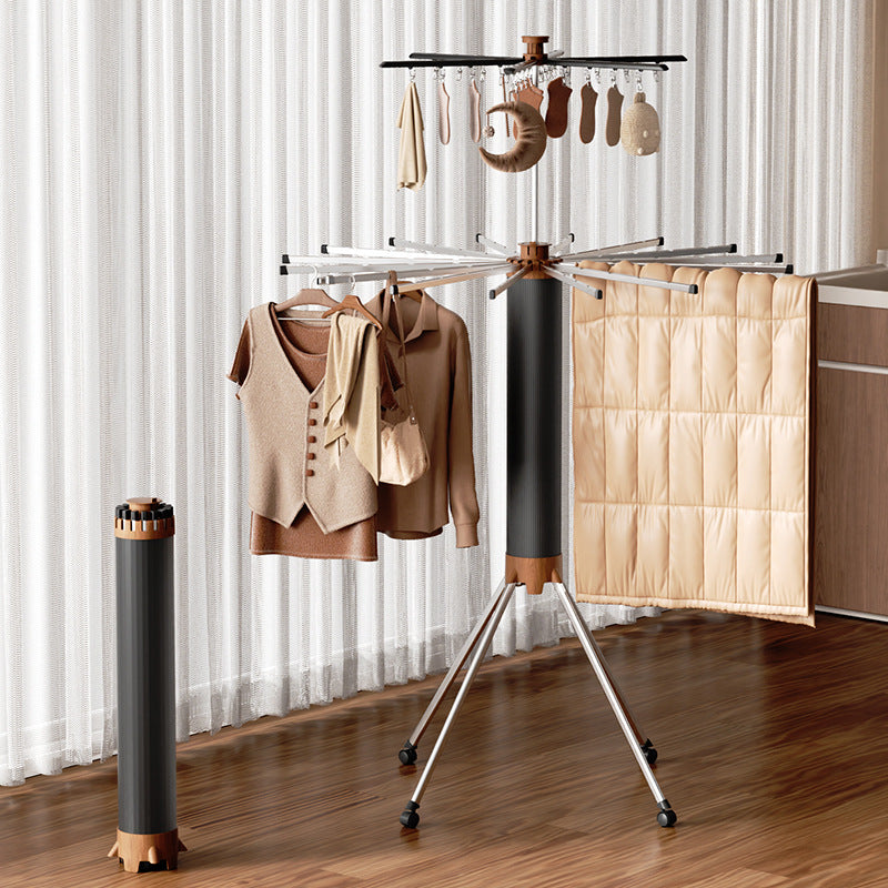 Sturdy clothes rack, foldable, wood look