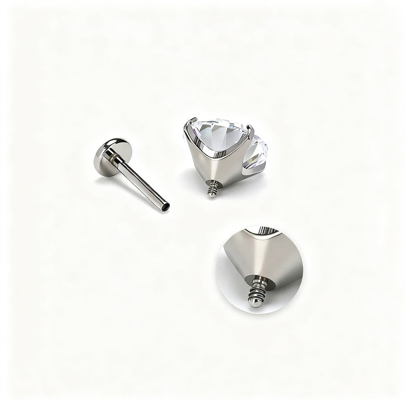 Titanium alloy earrings with zirconia, screw closure