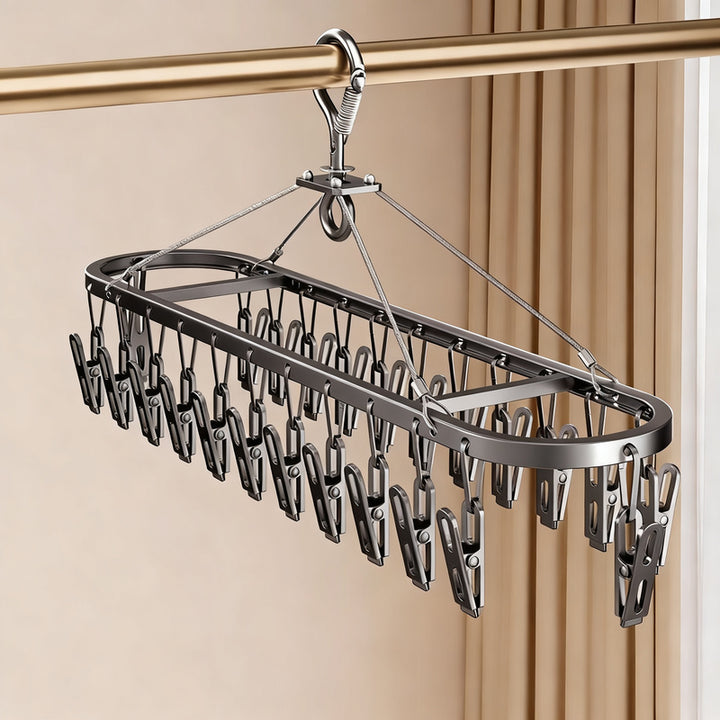 Aluminum drying rack with multiple clips