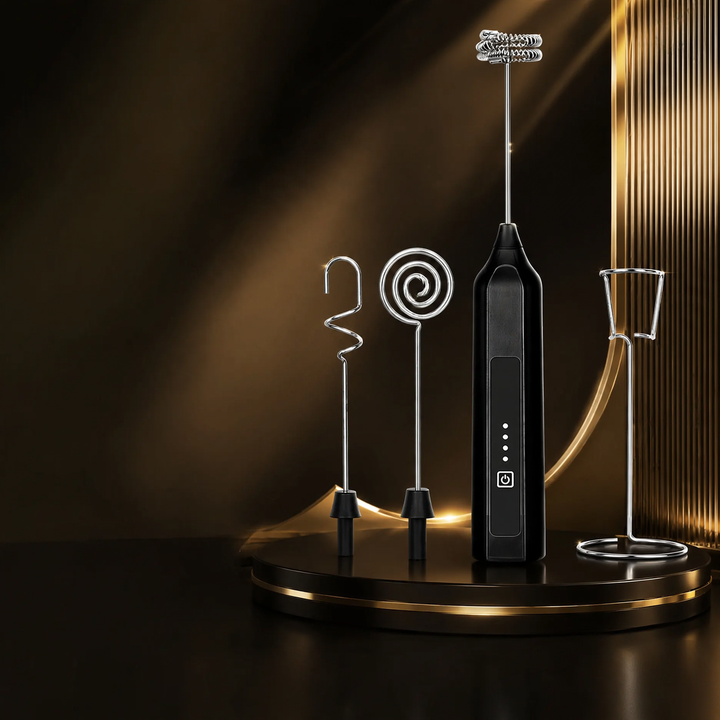 Electric milk frother, rechargeable, multifunctional