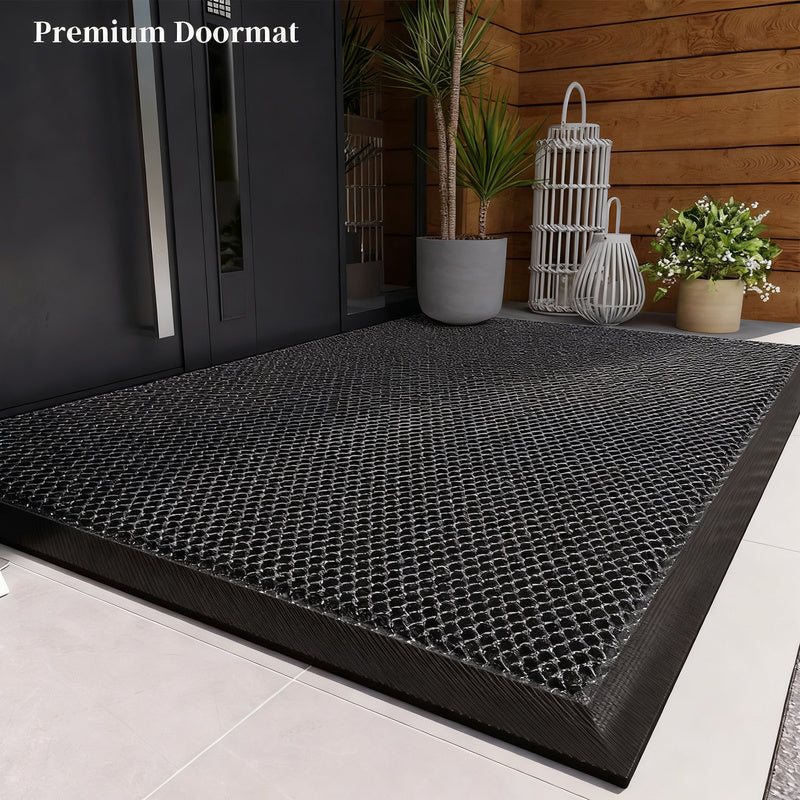 Entrance mat made of polyester fiber, machine-woven