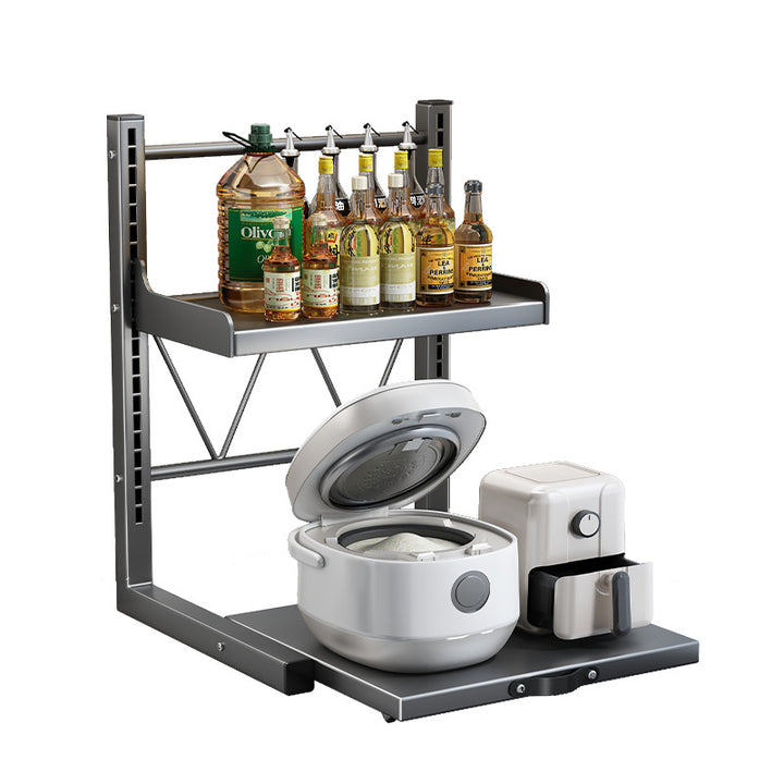 Adjustable workspace shelf made of metal