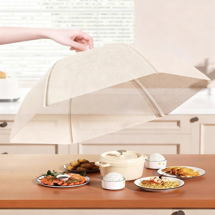 Foldable food cover made of mesh fabric