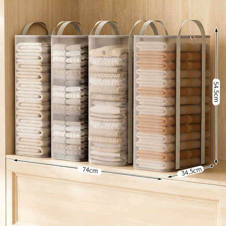 Transparent storage bag for clothing and bedding