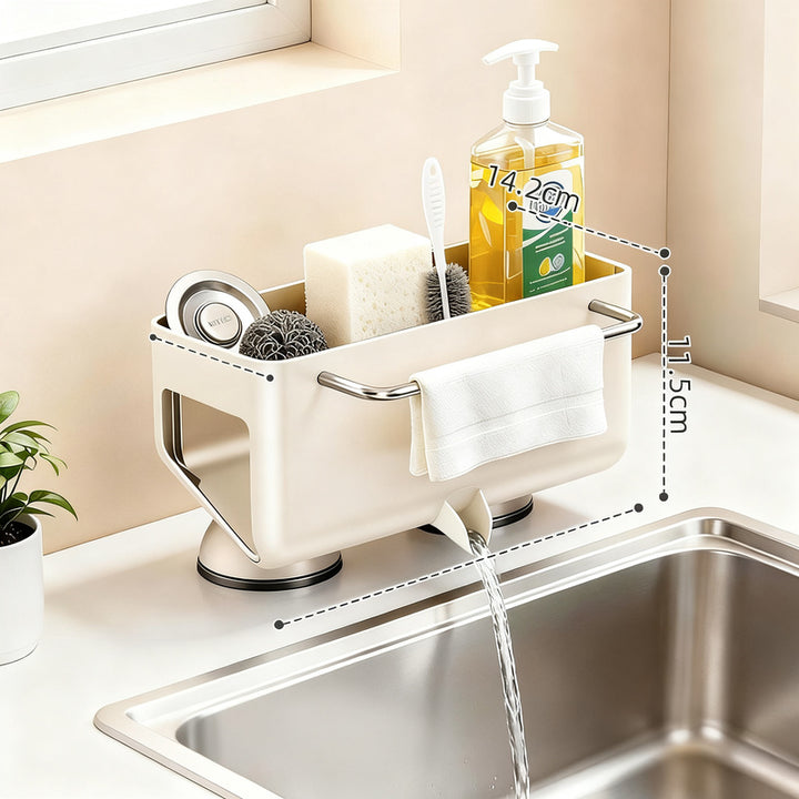 Kitchen shelf with draining grid, aluminum, suction cup