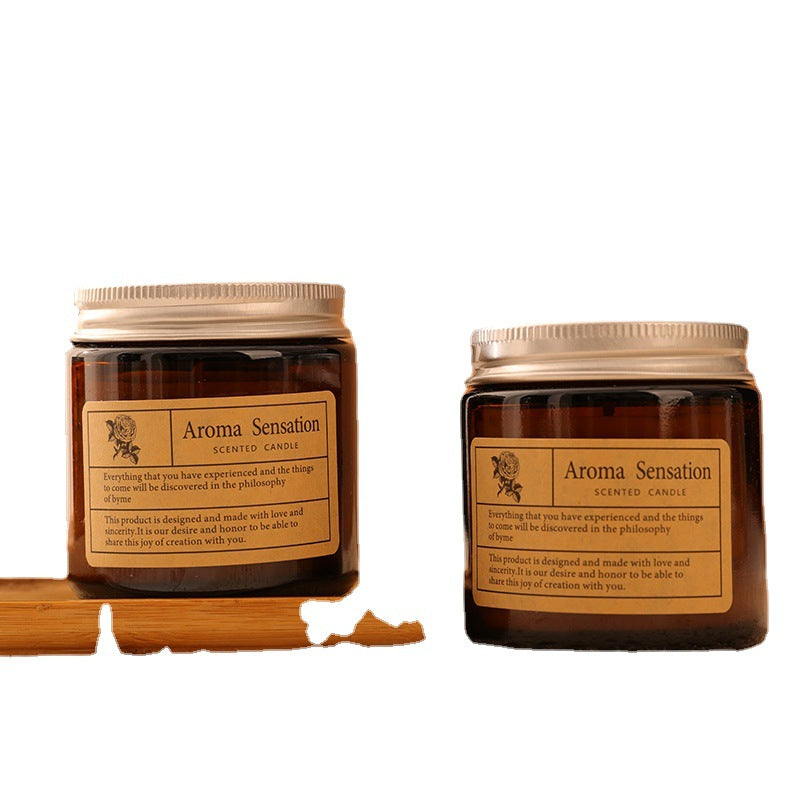 Scented candle made of soy wax in glass, handcrafted