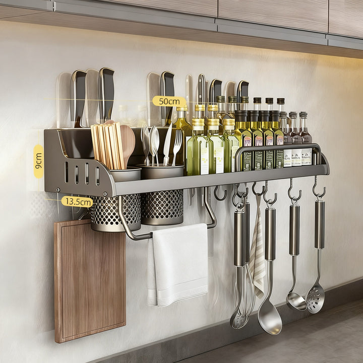 Wall shelf for kitchen, aluminum, no drilling
