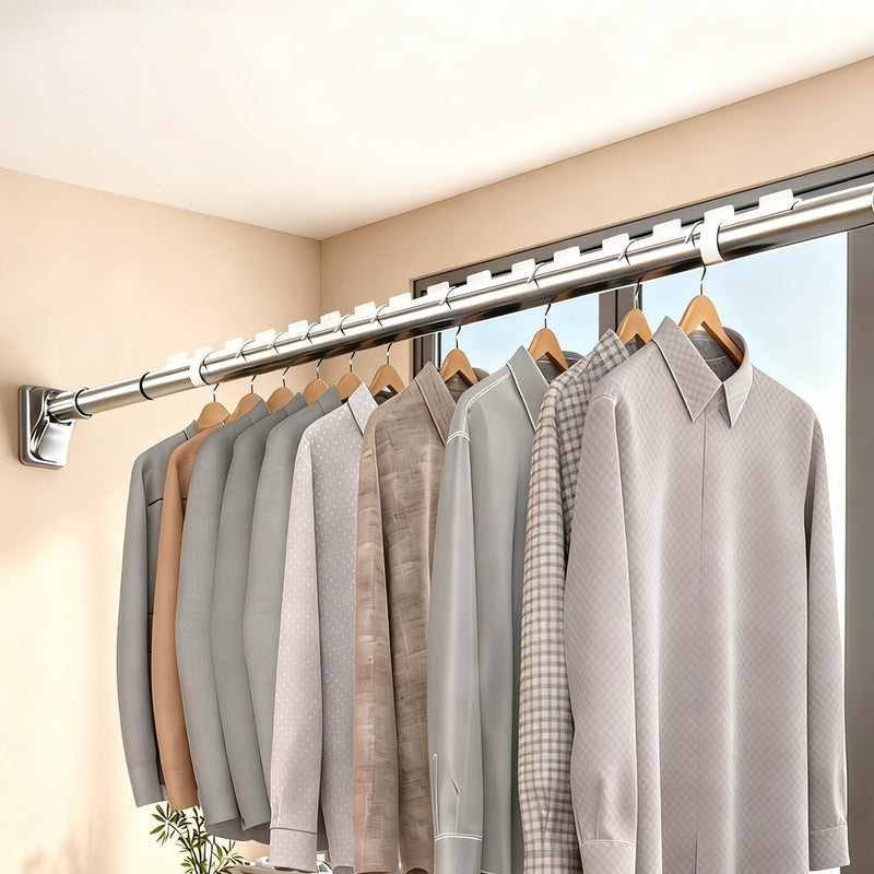 Telescopic stainless steel tension rod without drilling