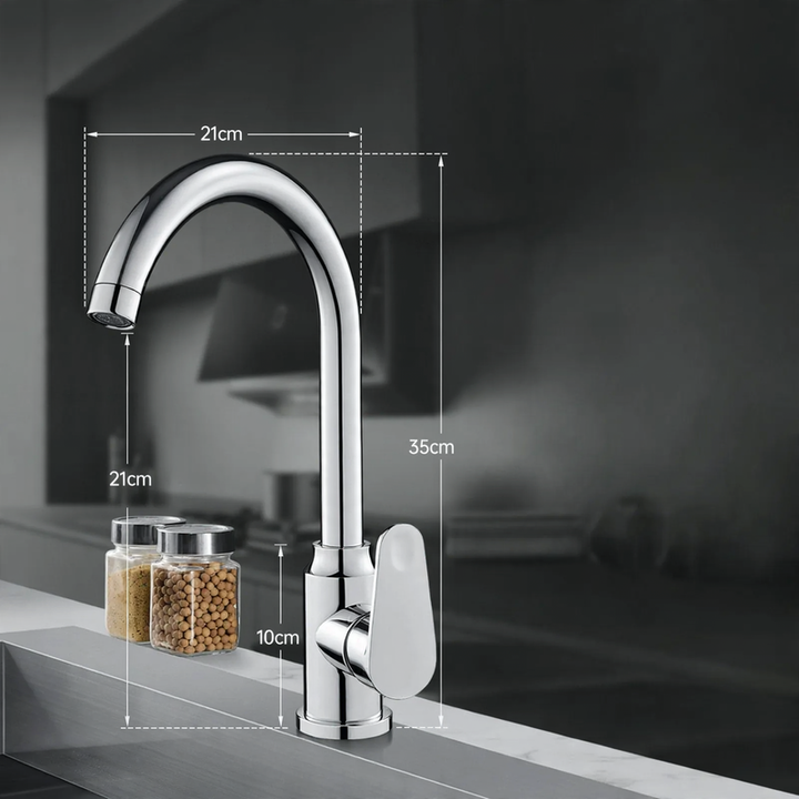 Kitchen faucet with splash guard, single lever operation
