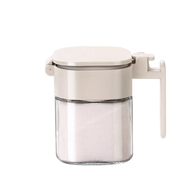 Spice jar with spoon, glass, airtight