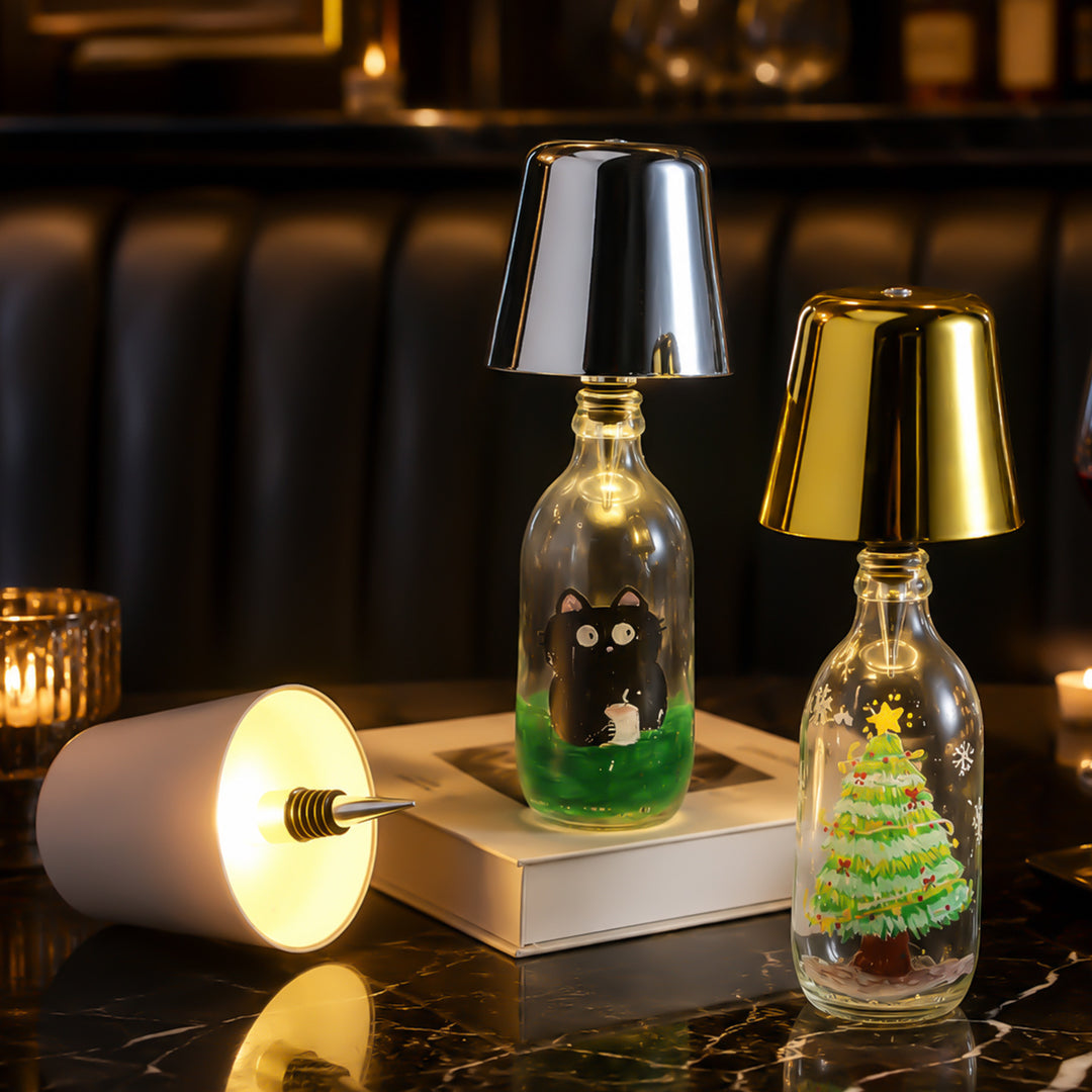 Christmas tree and wine bottle night light