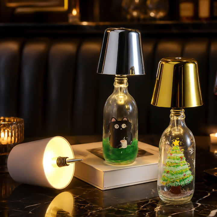 Christmas tree and wine bottle night light