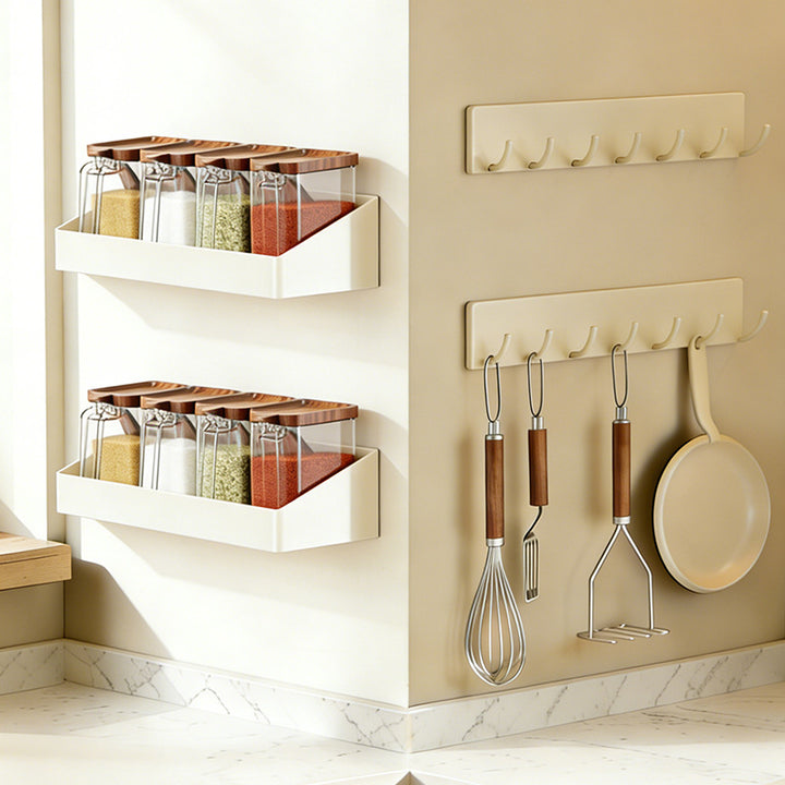 Wall-mounted spice rack without drilling