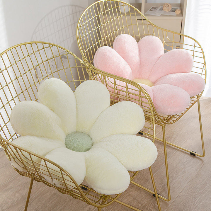 Flower pillow made of rabbit fur, Nordic