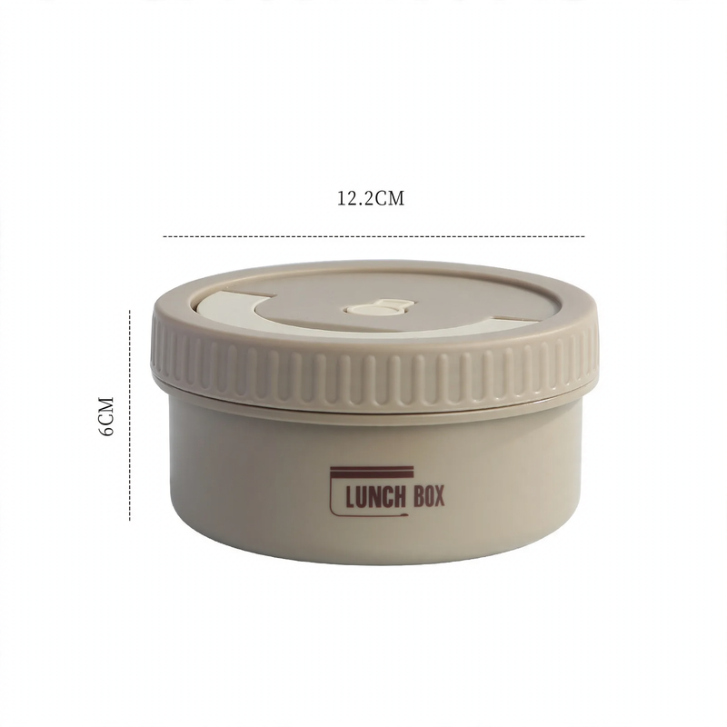 Stainless steel lunch box, round, 470–600 ml, with lid