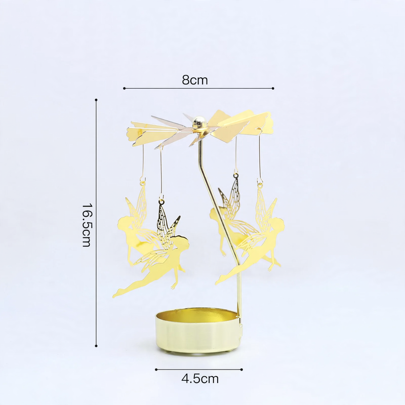 Rotating metal candle holder with scented candle
