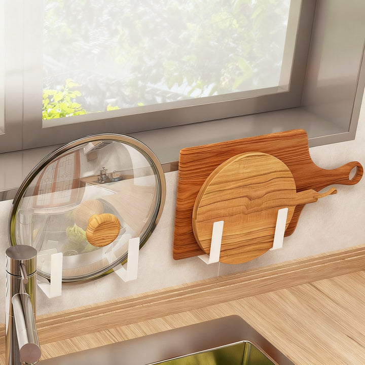 Wall-mounted kitchen shelf made of aluminum without drilling