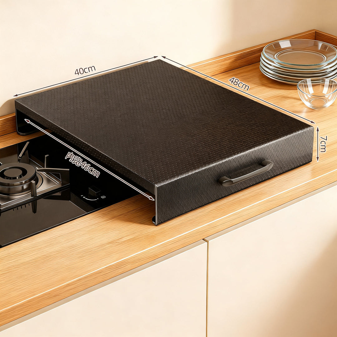 Cooktop cover plate with shelf
