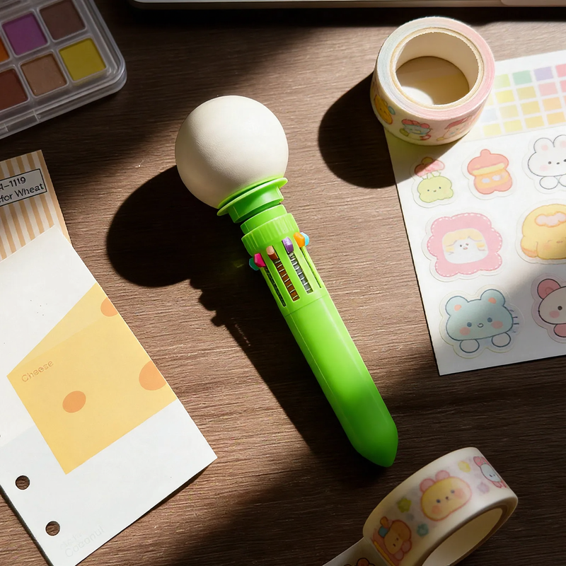 Multicolored ballpoint pen with macaron design