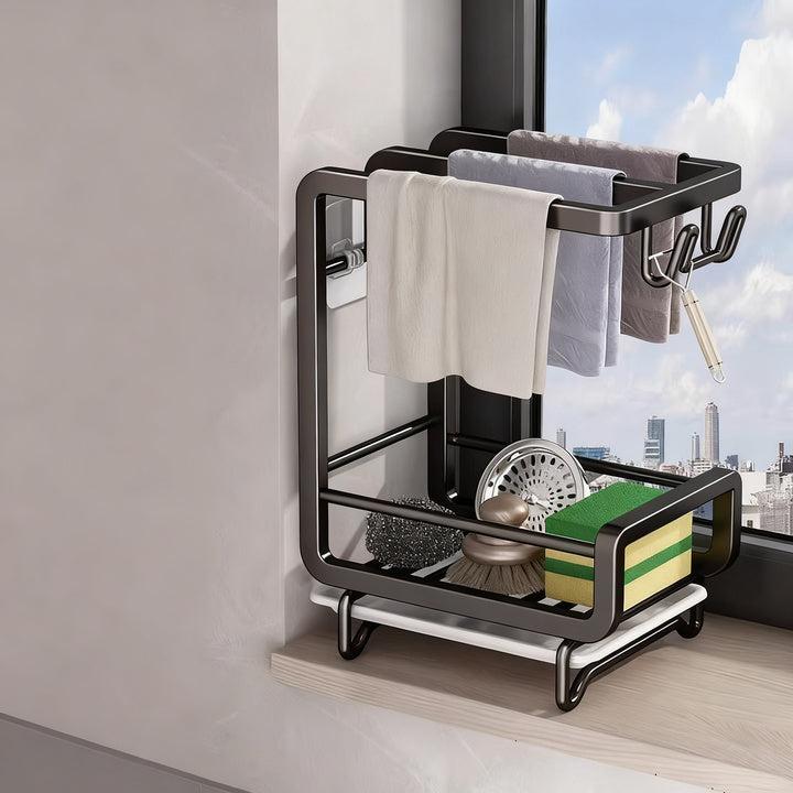 Aluminum dishcloth rack, wall-mounted or standing