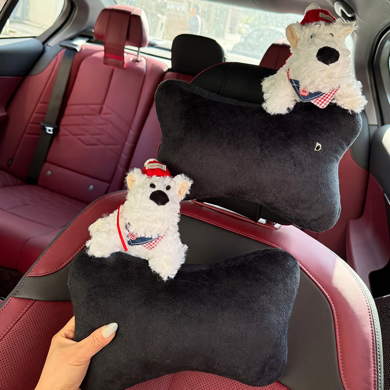 Car headrest pillow with cartoon pattern