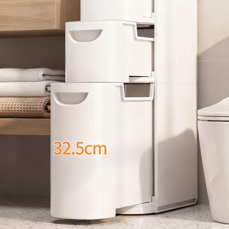 Narrow bathroom drawer cabinet, PP plastic