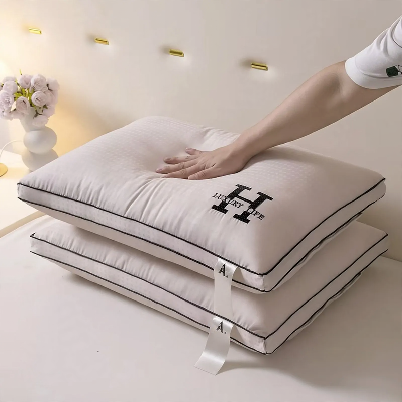 Cotton pillow with embroidery, 48×74 cm