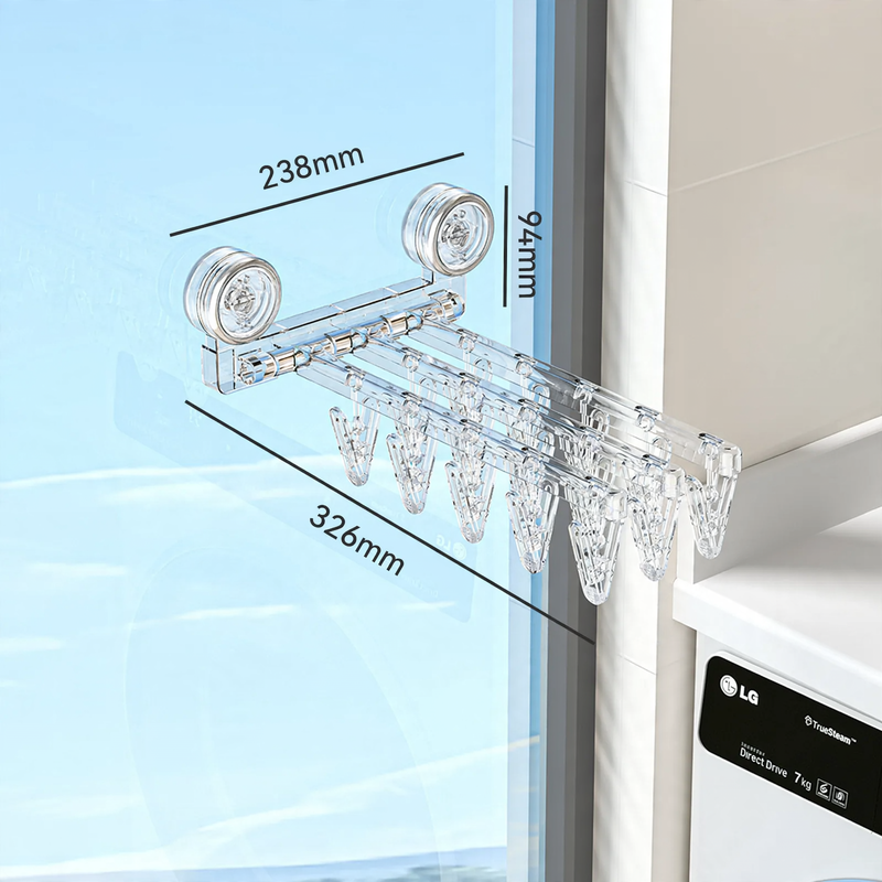 Clothes drying rack with suction cup, foldable, model YM.7002