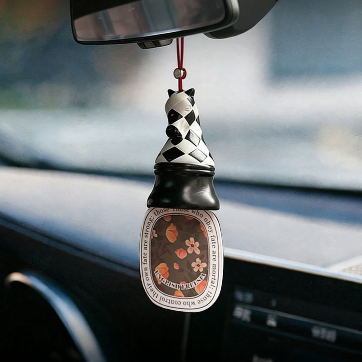 Fragrance hanger for rearview mirror, checkerboard design