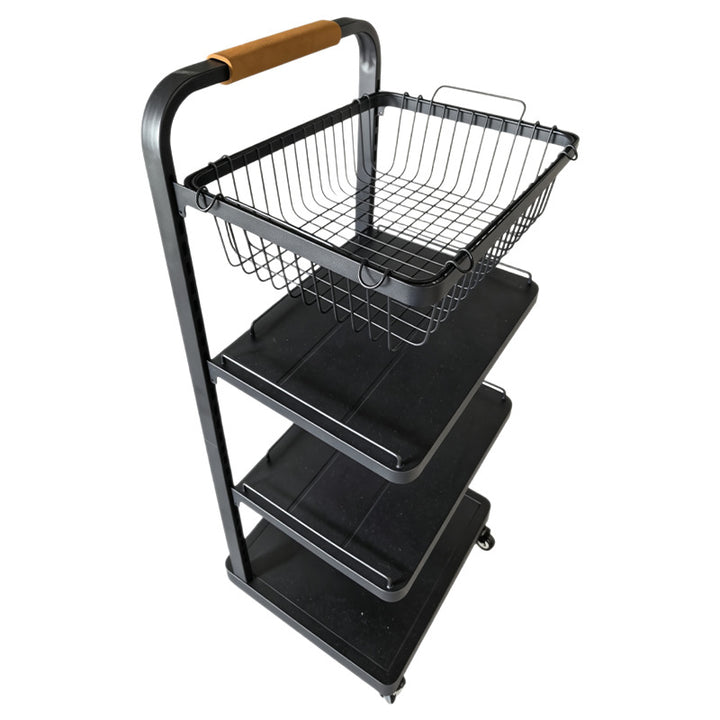 Multi-tiered shelf with wheels, 3–4 levels, steel