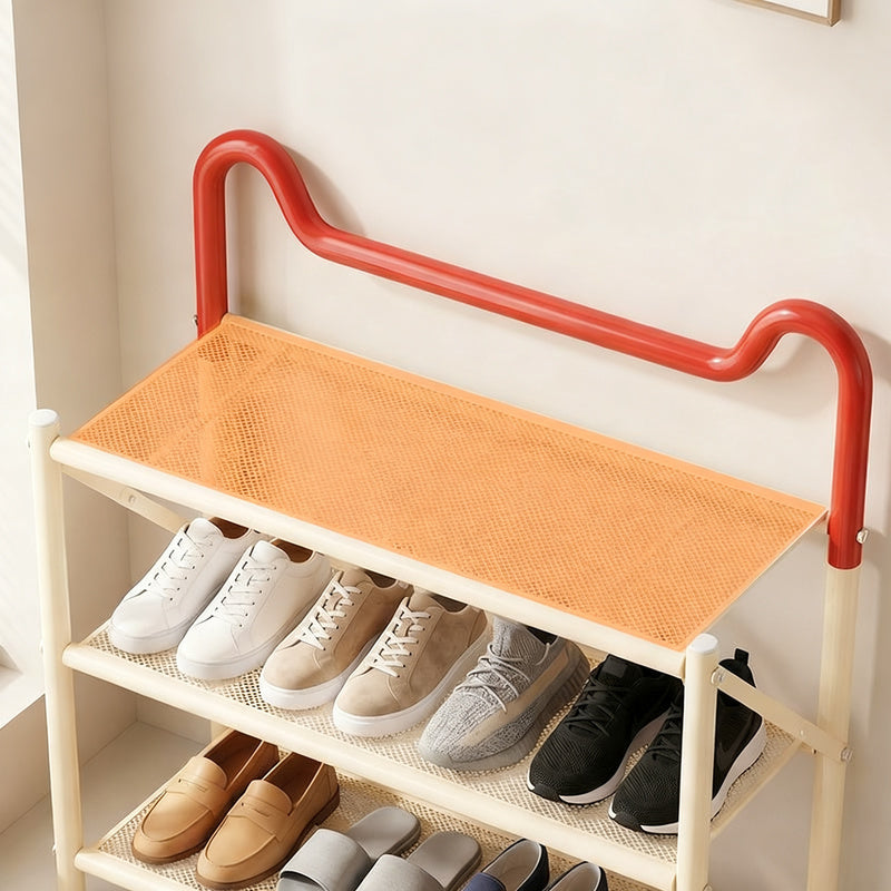 Foldable shoe rack made of metal, 3–5 tiers