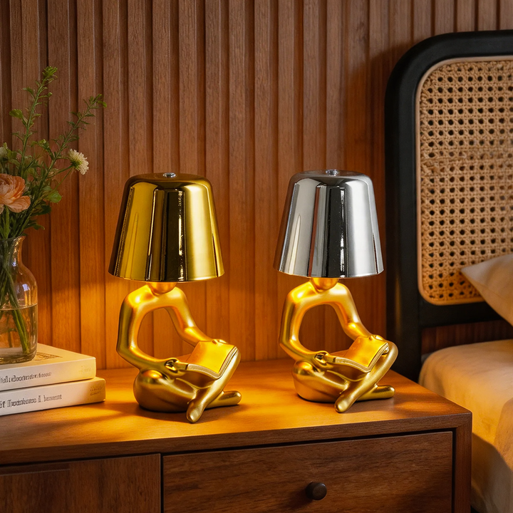 Abstract reader figure table lamp, multi-colored selectable